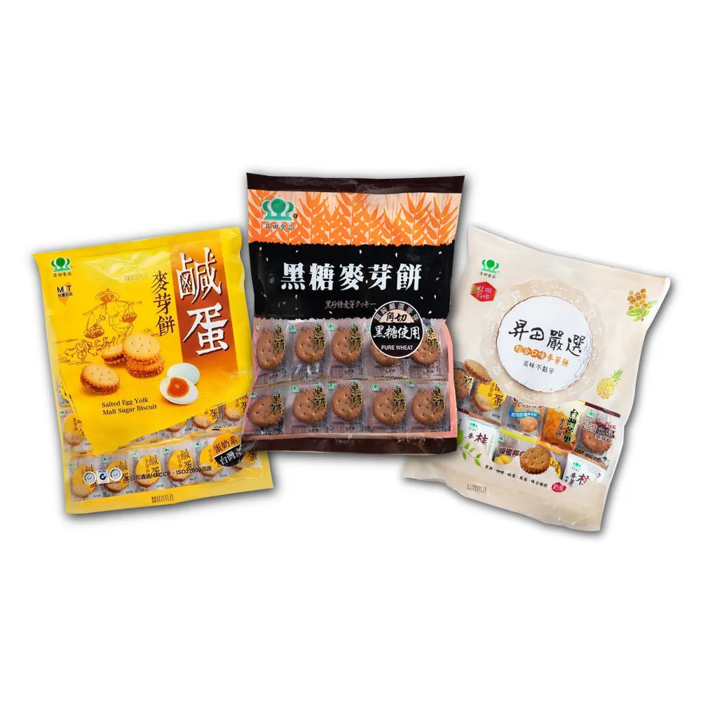 【昇田食品】麥芽餅四入組(鹹蛋X1+黑糖X1+綜合X2)