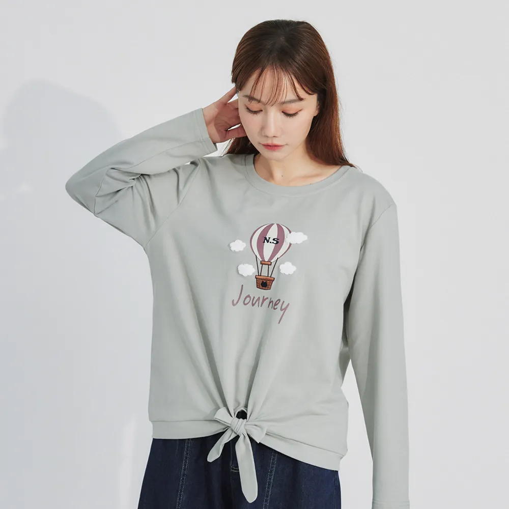 【non-stop】熱氣球刺繡綁結T恤-2色
