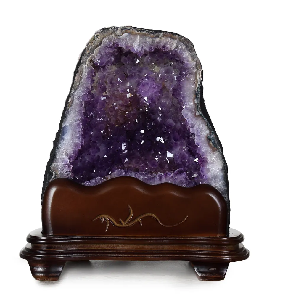 【開運方程式】巴西紫晶洞綠幽靈異象瑪瑙邊JU465(9.2kg紫水晶洞風水開運擺設)