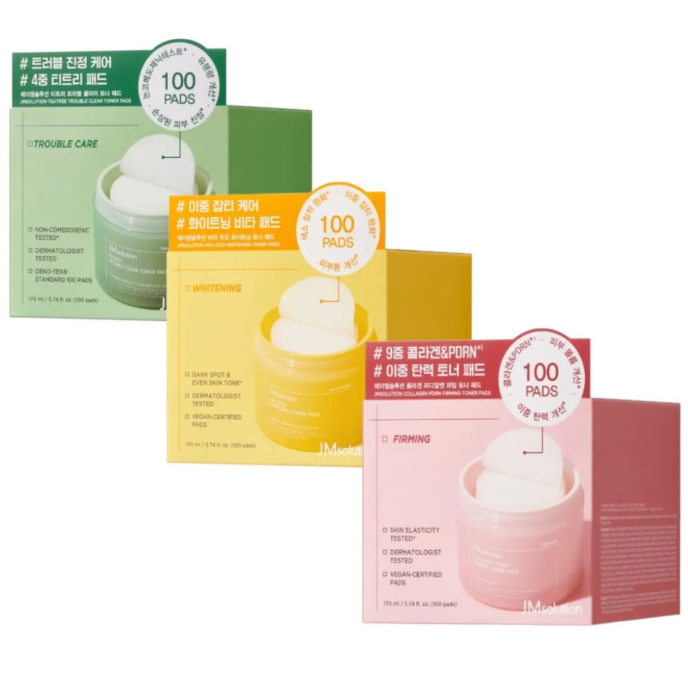 【JMsolution】爽膚棉100片/3款(膠原彈嫩PDRN/維他命C美白淡斑/茶樹控油淨瑕)